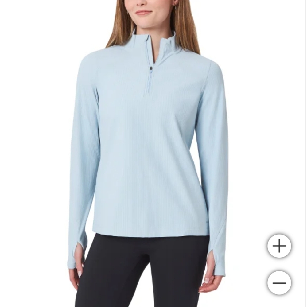NWT Mondetta Women's Ribbed Quarter-Zip Pullover Blue‎